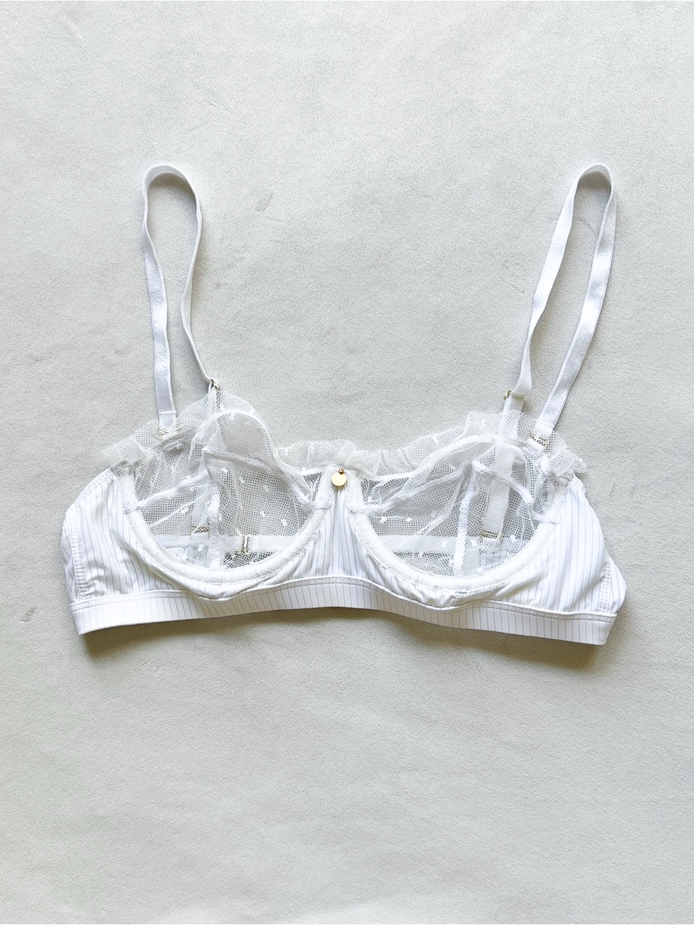 Gooseberry Intimates Sheer Mesh Underwire Bralette in White - Small